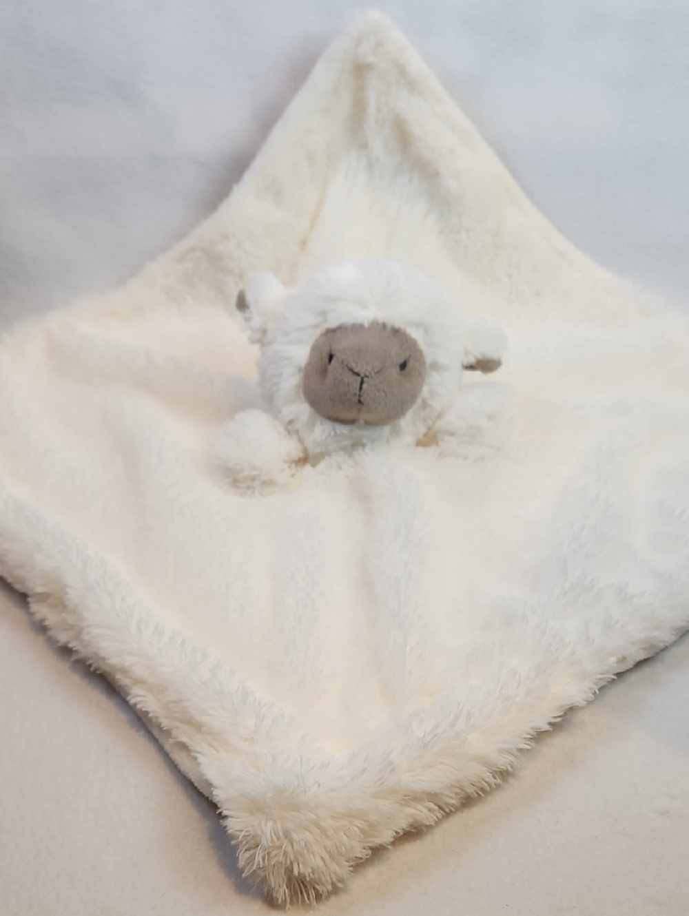 Cream Plush Lamb Lovey Comfort Blanket for Kids